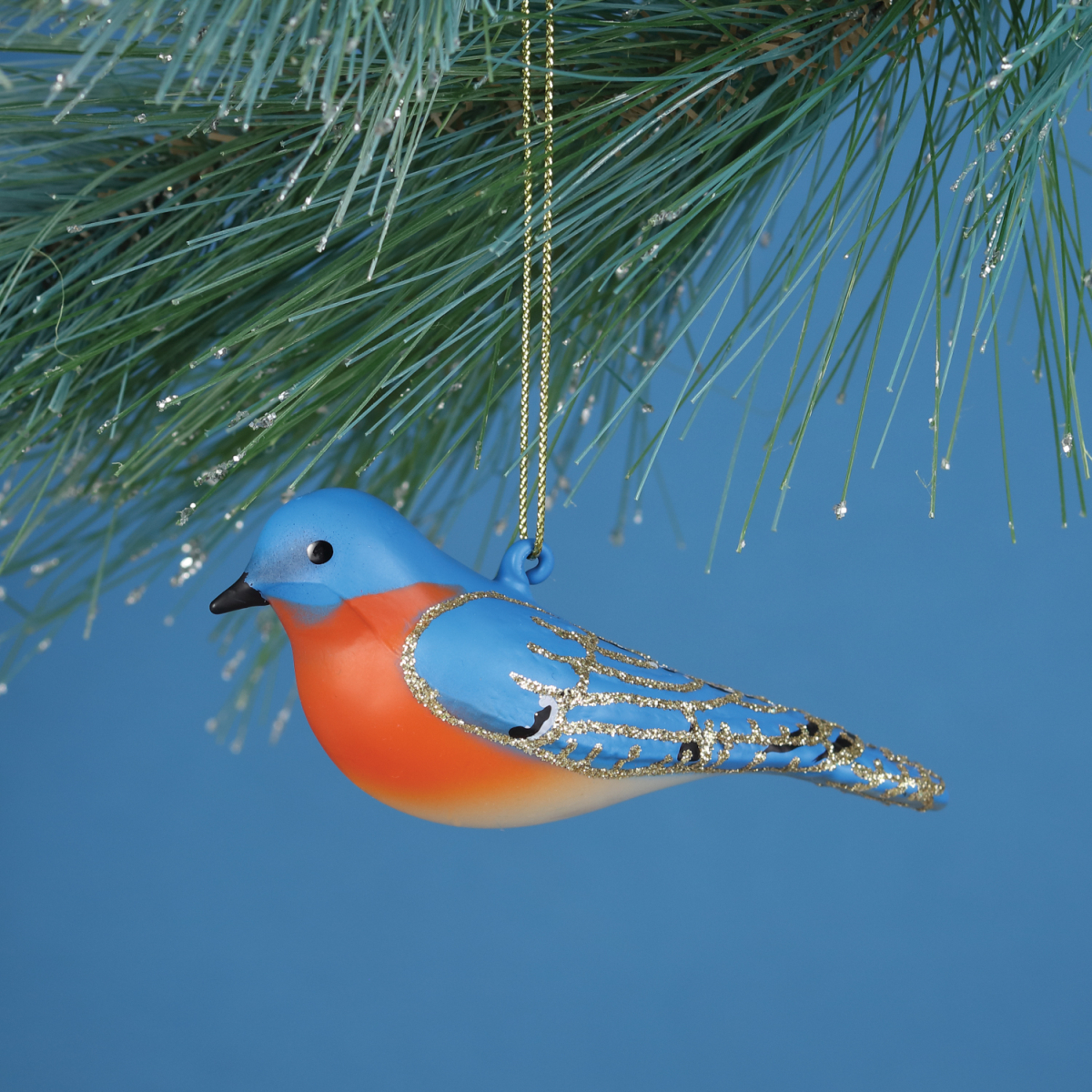 Blown Glass Bird Ornament Bluebird